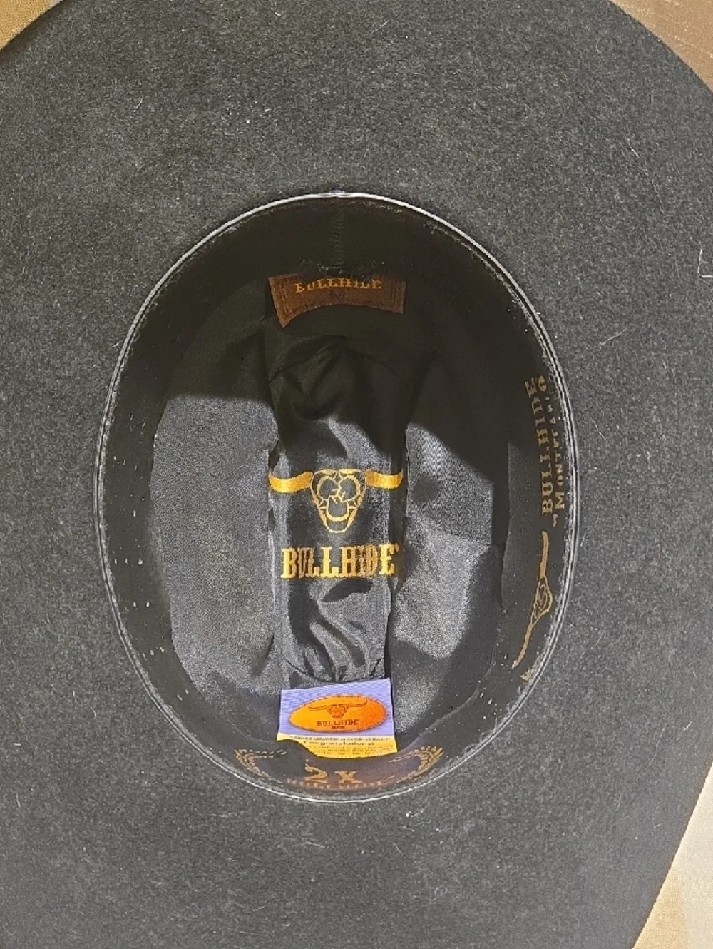 Black Felt Wide-Brim Cowboy Hat with Decorative Band - Picture 5 of 15